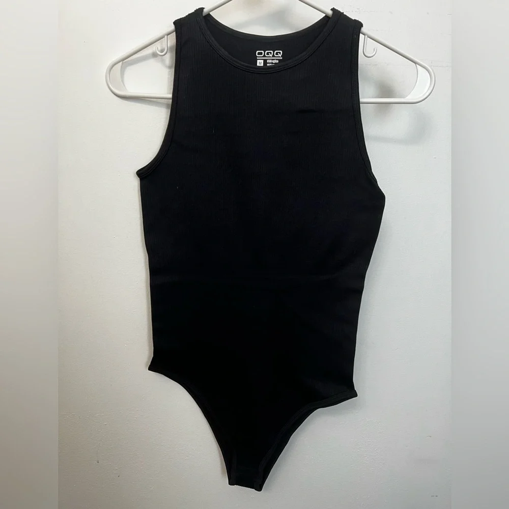 OQQ Tummy Control Classic Black Bodysuit